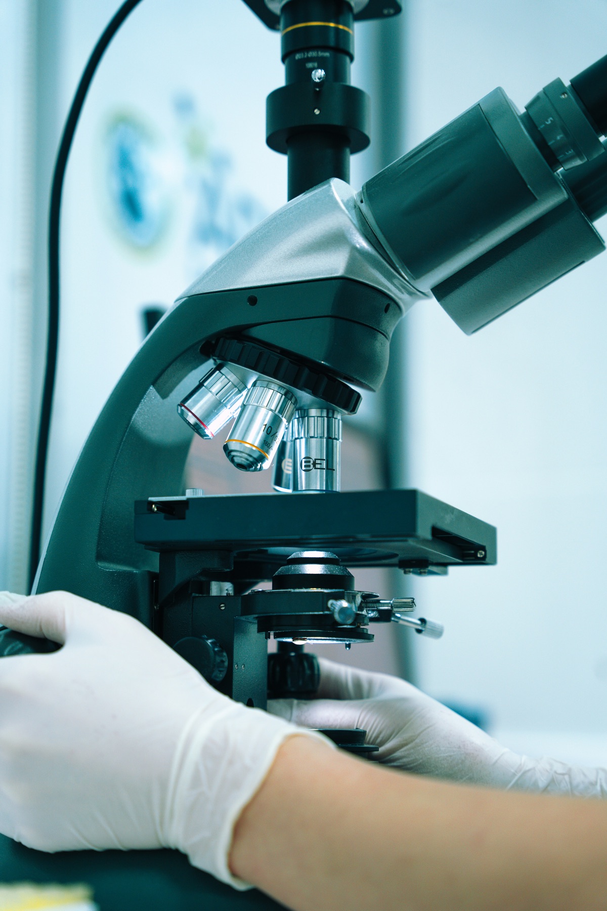 Microscope used for detailed component inspection
