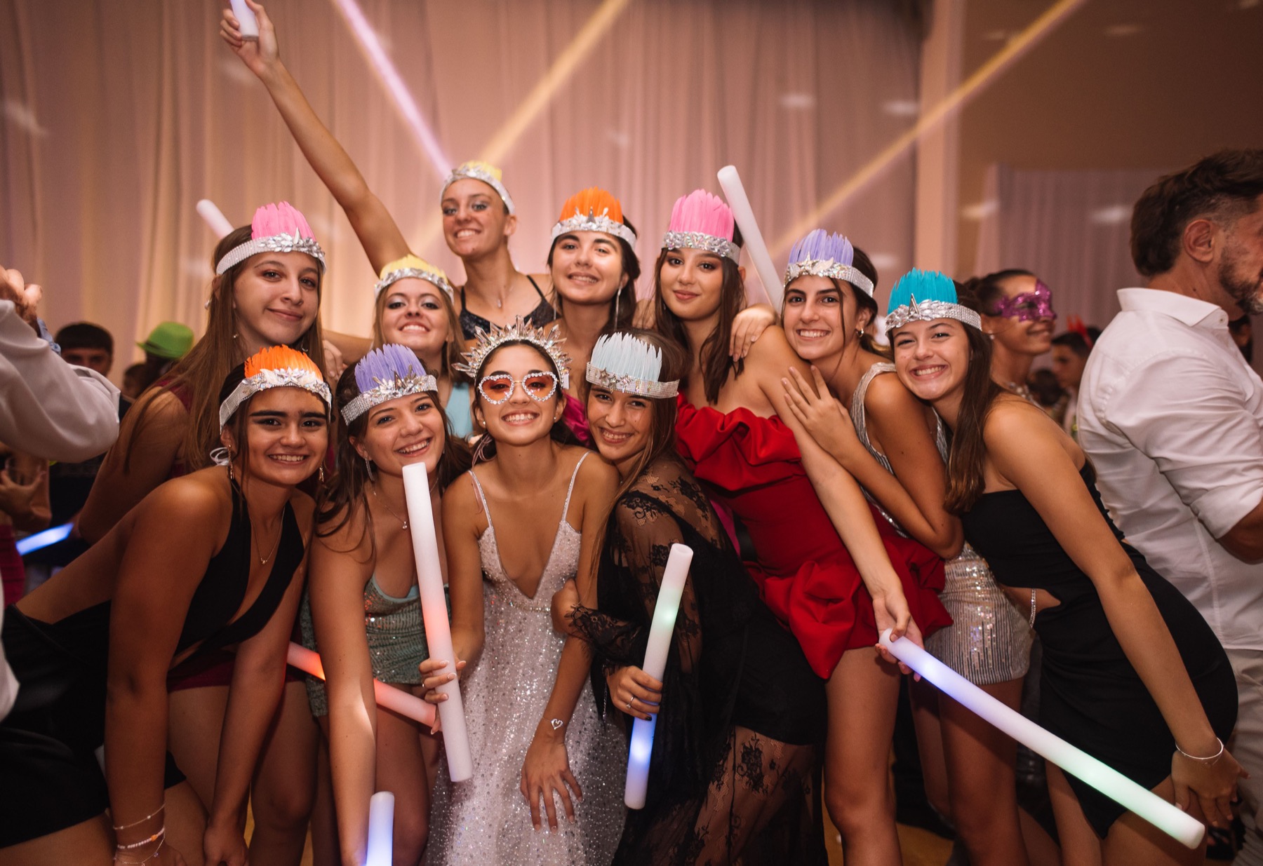 A group celebrating at a company party