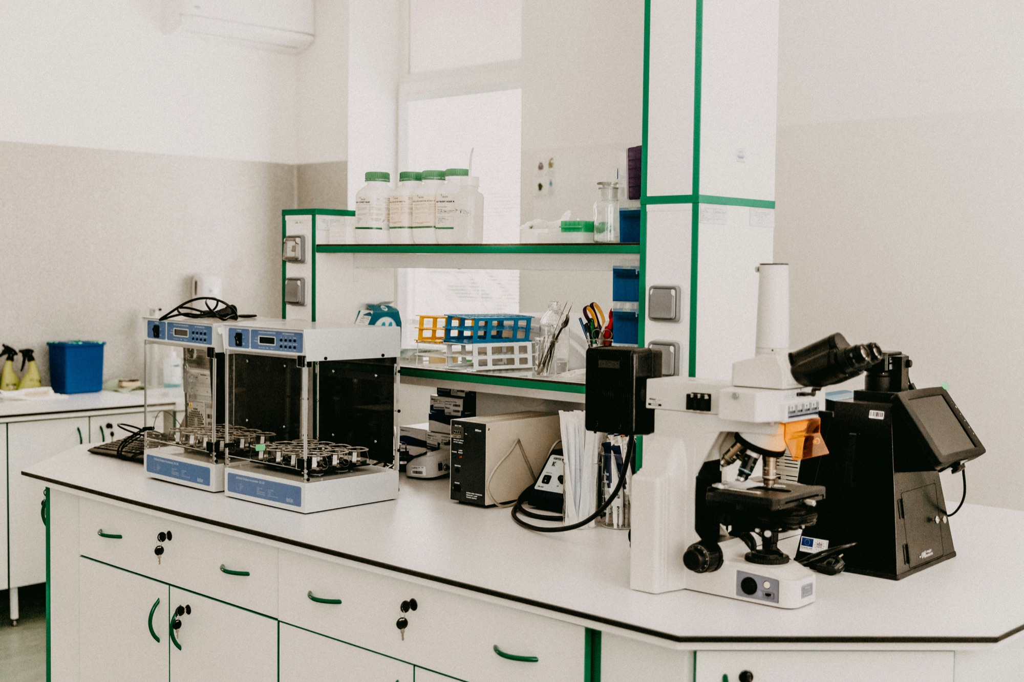 Quality technician working in an electronics inspection laboratory